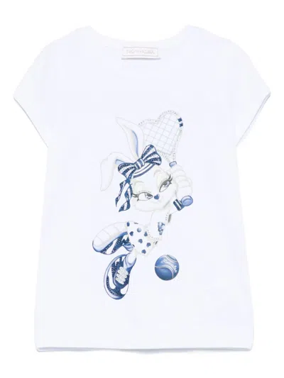 Monnalisa Kids' Bunny-print T-shirt In White