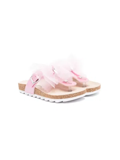 Monnalisa Kids' Butterfly-appliqué Sandals In Pink