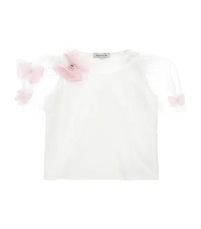 Monnalisa Kids' Butterfly Appliqué Top In White