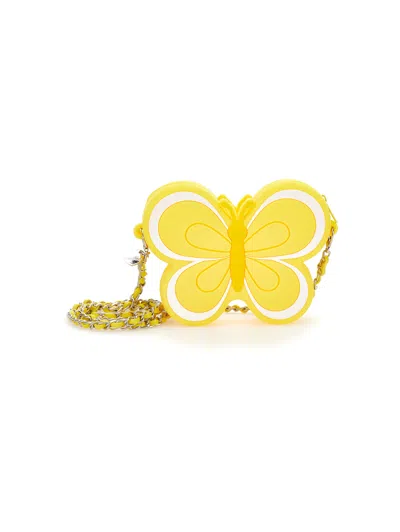 Monnalisa Kids'   Butterfly Bag With Shoulder Strap In Yellow
