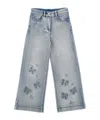 Monnalisa Butterfly-embroidered Jeans In Gray