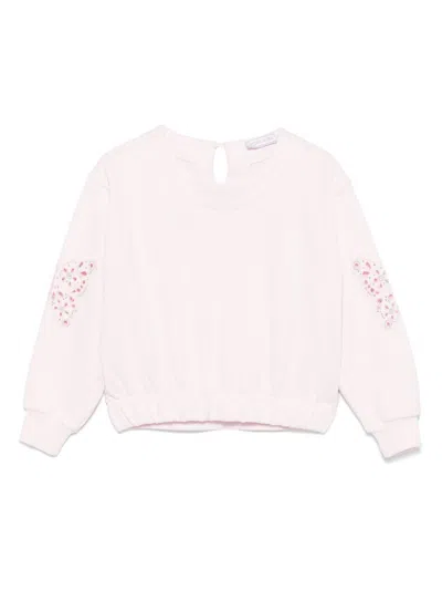 Monnalisa Kids' Butterfly-embroidered Sweatshir In Pink