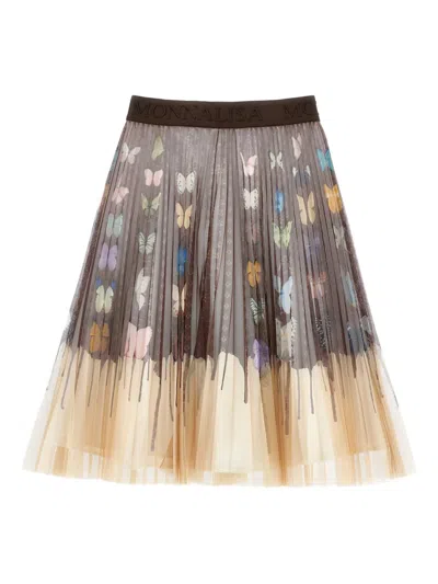 Monnalisa Kids' Butterfly Pleated Skirt In Multi