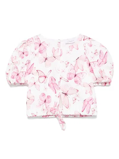 Monnalisa Kids' Butterfly-print Blouse In White