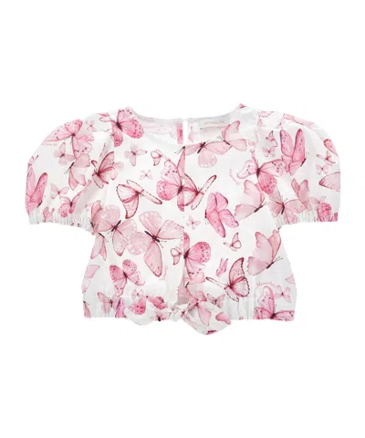 Monnalisa Butterfly-print Blouse In White