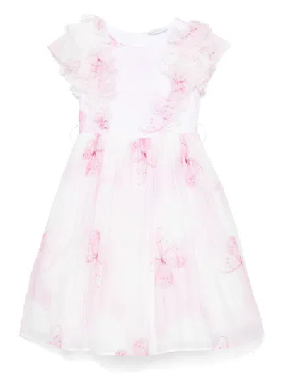 Monnalisa Kids' Butterfly-print Dress In Pink