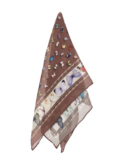 Monnalisa Kids' Butterfly-print Scarf In Brown