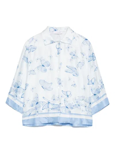 Monnalisa Kids' Butterfly-print Shirt In Blue