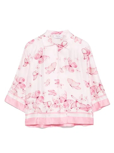 Monnalisa Kids' Butterfly-print Shirt In Pink