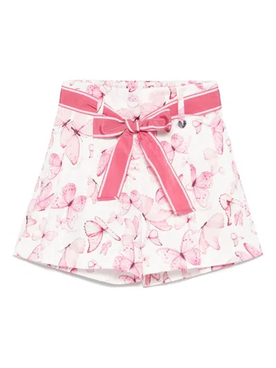 Monnalisa Kids' Butterfly-print Shorts In White