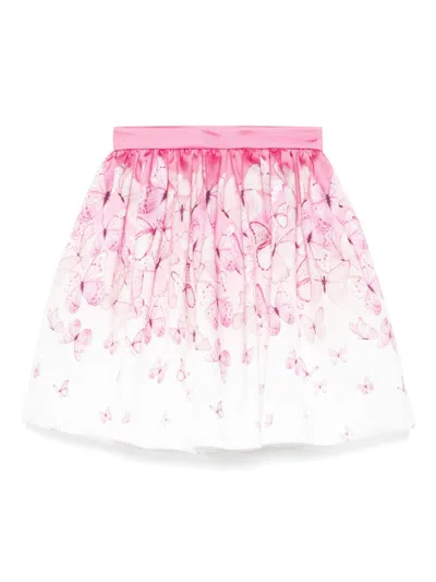 Monnalisa Kids' Butterfly-print Skirt In Pink