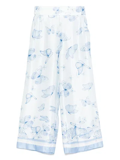 Monnalisa Kids' Butterfly-print Trousers In White