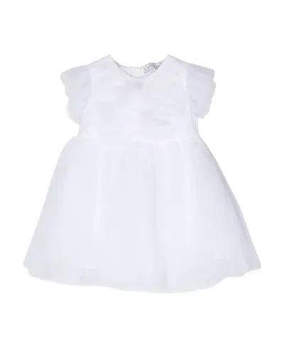 Monnalisa Butterfly Soft-tulle Dress In White