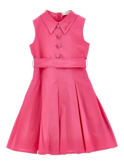 Monnalisa Kids' Button-embroidered Dress In Pink