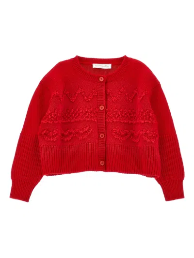 Monnalisa Kids' Button-up Cardigan In Red