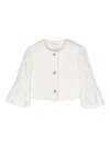 Monnalisa Button-up Tweed Jacket In White