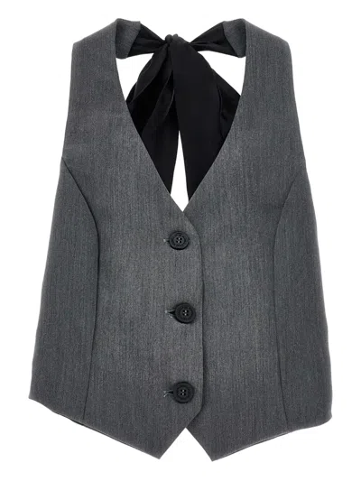 Monnalisa Kids' Button-up Waistcoat In Gray