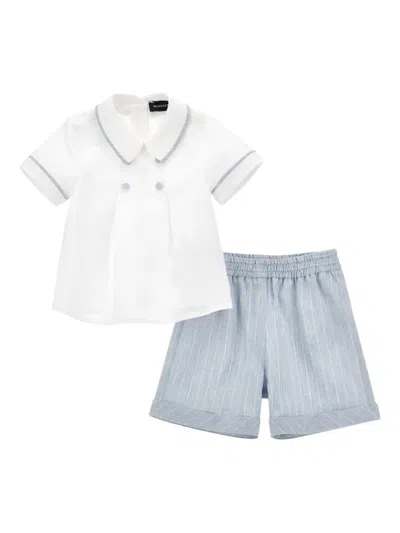 Monnalisa Babies' Buttoned Collared Shorts Set In Blue