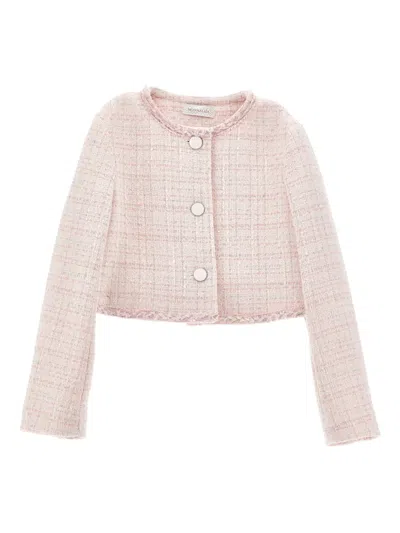 Monnalisa Kids' Buttoned Tweed Jacket In Pink