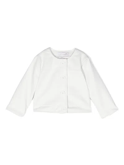 Monnalisa Babies' Buttoned-up Faux-leather Jacket In White