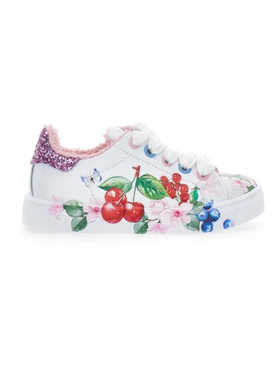 Monnalisa Kids'   Bycast Sneakers With Fruit Print In White