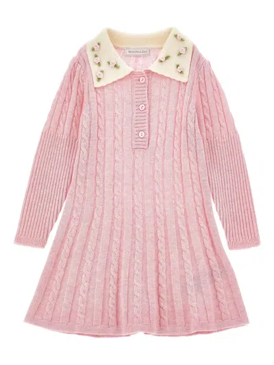 Monnalisa Kids' Cable-knit Dress In Pink