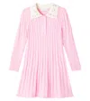 Monnalisa Cable-knit Wool And Cotton Dress In Pink