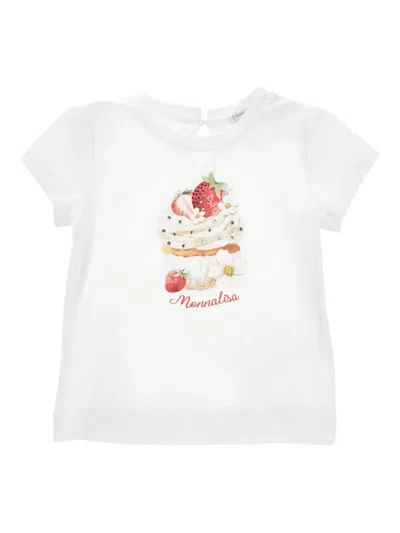 Monnalisa Baby Girls Strawberry Muffin T-shirt In White