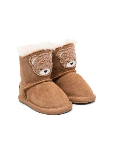 Monnalisa Kids' Camel Brown Calf Suede Boots In Marrone Scuro
