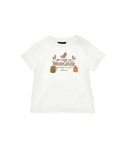 Monnalisa Babies' Camp Woodchuck T-shirt  In White
