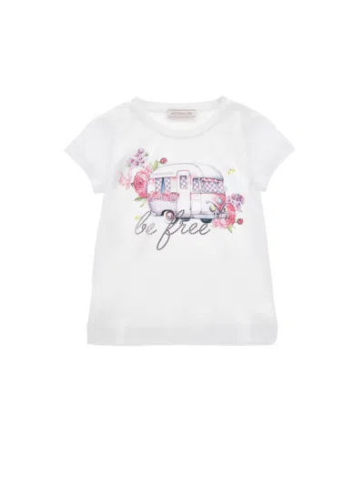 Monnalisa Babies'  Girls Be Free Jersey T-shirt In White