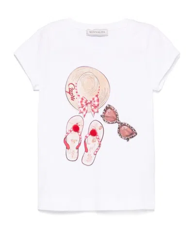 Monnalisa Capri-print T-shirt In Pink