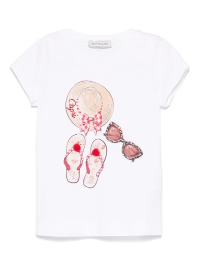Monnalisa Kids' Capri-print T-shirt In White