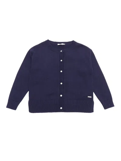 Monnalisa Cardigan Con Spacchi Soft In Blu