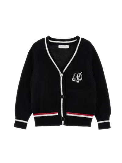 Monnalisa Kids'   Cardigan Embroidery Logo Buttons In Black