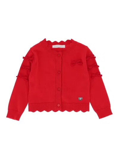 Monnalisa Cardigan Fiocchini Cotone In Red