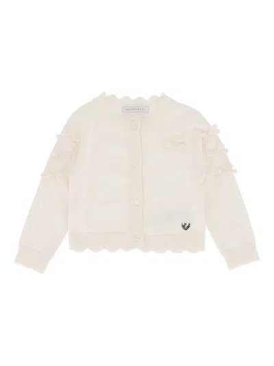Monnalisa Cardigan Fiocchini Cotone In White