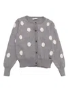 Monnalisa Polka-dot Wool Cardigan In Gray