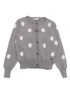 Monnalisa Polka-dot Wool Cardigan In Grey