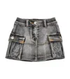 Monnalisa Denim Cargo Mini Skirt In Black