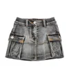 Monnalisa Denim Cargo Mini Skirt In Black