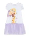 Monnalisa Cartoon-print Crew-neck Dress In White