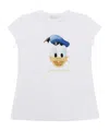 Monnalisa Cartoon-print Crystal-embellished T-shirt In White