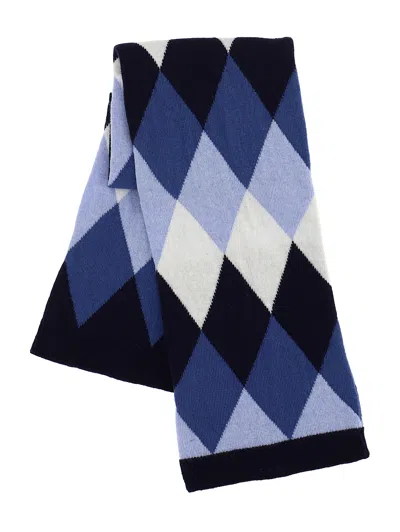 Monnalisa Kids'   Cashmere Blend Scarf With Diamonds In Blue + Steel Blue