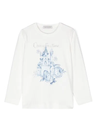 Monnalisa Kids' Castle T-shirt In White