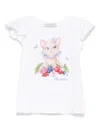 Monnalisa Cat-print T-shirt In 白色