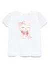 Monnalisa T-shirt Mit Katzen-print In Weiss