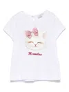 Monnalisa Cat-print T-shirt In White