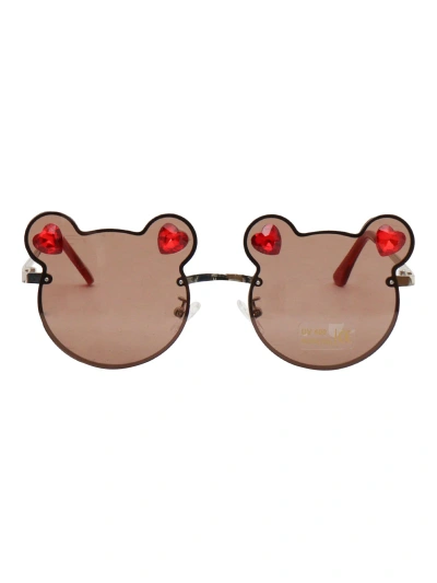 Monnalisa Cat-shaped Glasses For Girls In Brown
