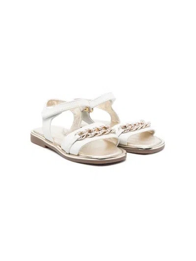 Monnalisa Kids' Chain-link Detail 10mm Sandals In White